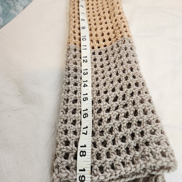 Crochet Crop Top Tan & Brown Shades Boat Neck Handmade Woman's Size M NWT - Picture 6 of 6